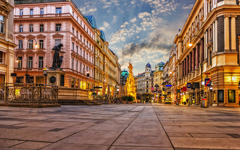 Graben,eine berühmte Wiener Straße mit der Pestsäule