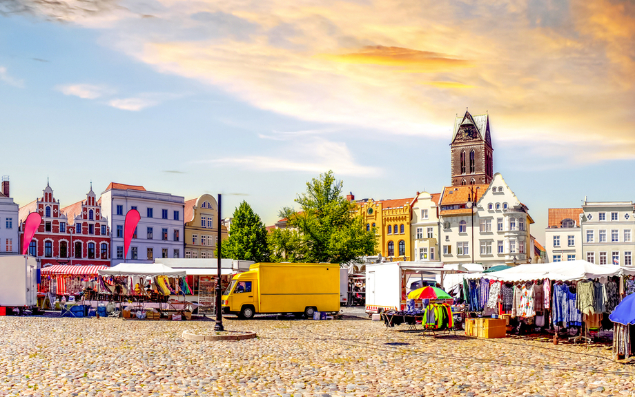 Altstadt von Wismar an der Ostsee, Deutschland 