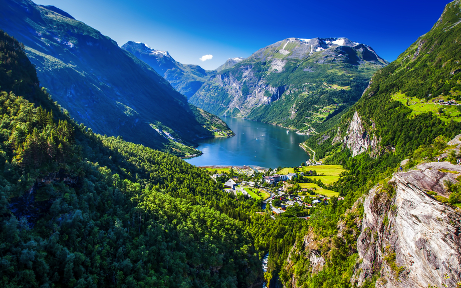 Ansicht auf den Geirangerfjord in Norwegen