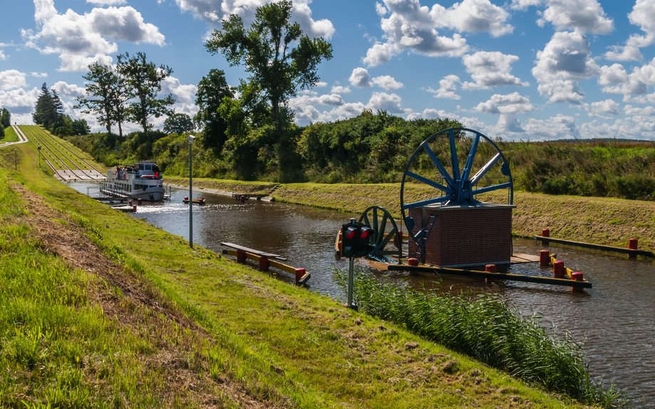 Bootsfahrt auf dem Oberlandkanal bei Elblag; Masuren; Polen