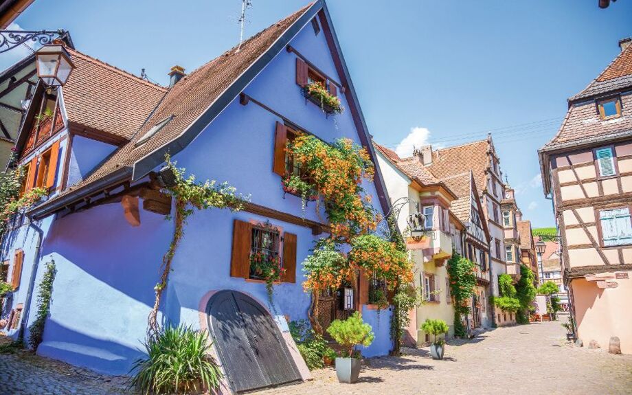 traditionellen elsässischen Häuser in Riquewihr