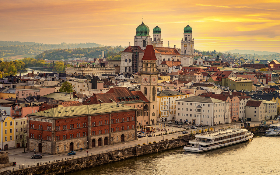 Blick auf die Dreiflüssestadt Passau von der Veste Oberhaus