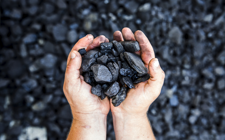 Kohle in der Hand
