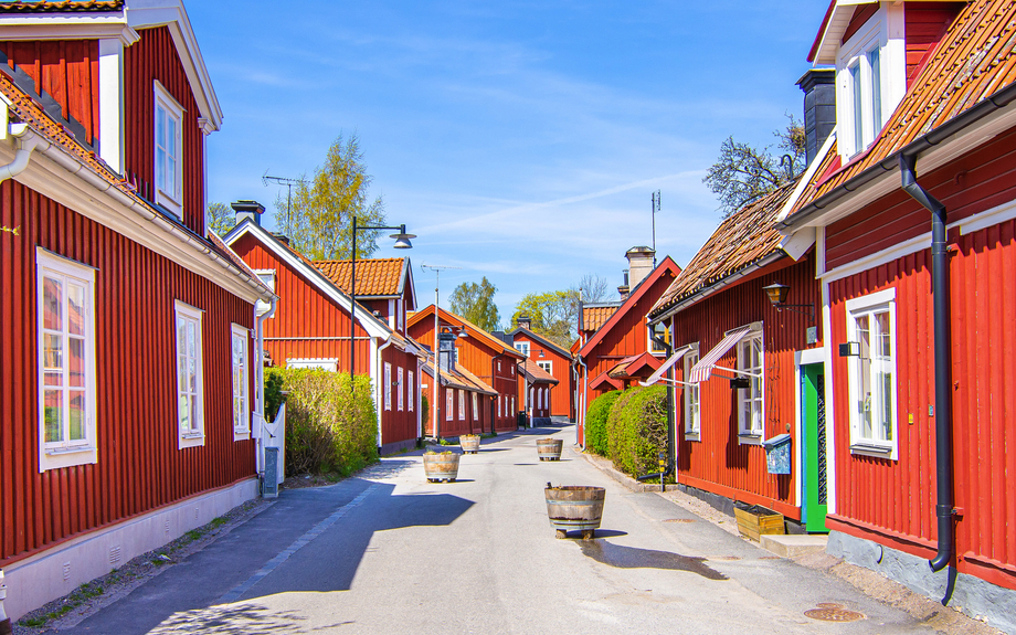 rote Häuser in Trosa