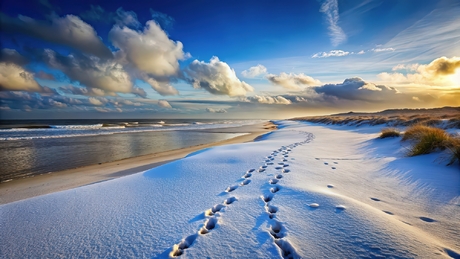 schneebedeckter Strand