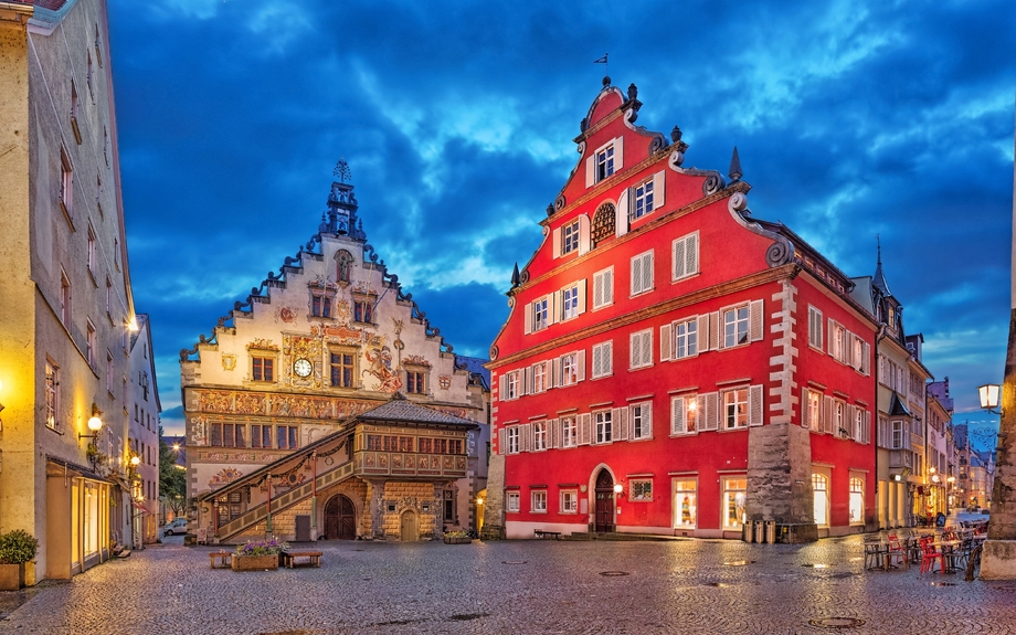 Gebäude des Alten Rathauses am Abend, Lindau, Bayern, Deutschland